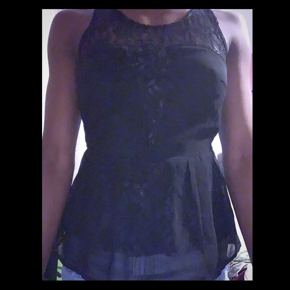 Charlotte Russe peplum sheer lace top size small